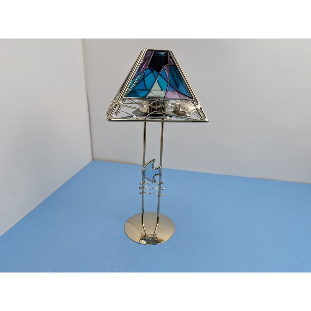 Aquatic Ocean Fish Stained Glass Tea Light Candle Holder Lamp Beach Theme Votive